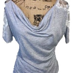 Robin K grey and lace blouse